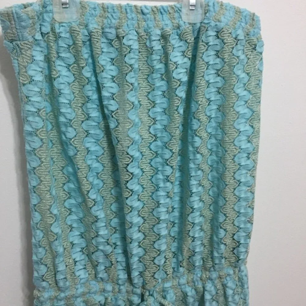 MELISSA ODABASH STELLA BANDEAU JUMPSUIT SKY BLUE KNIT L - Picture 5 of 8